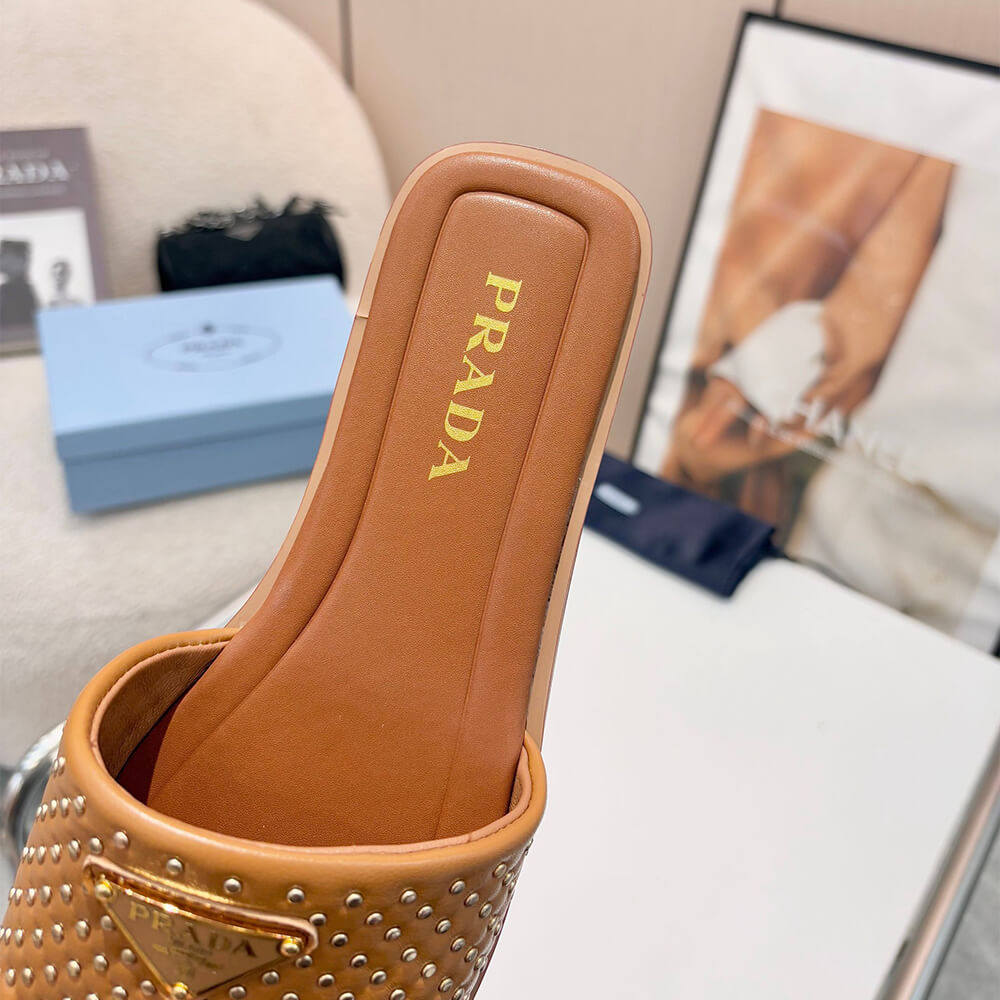 Prada Nappa leather slides with studs