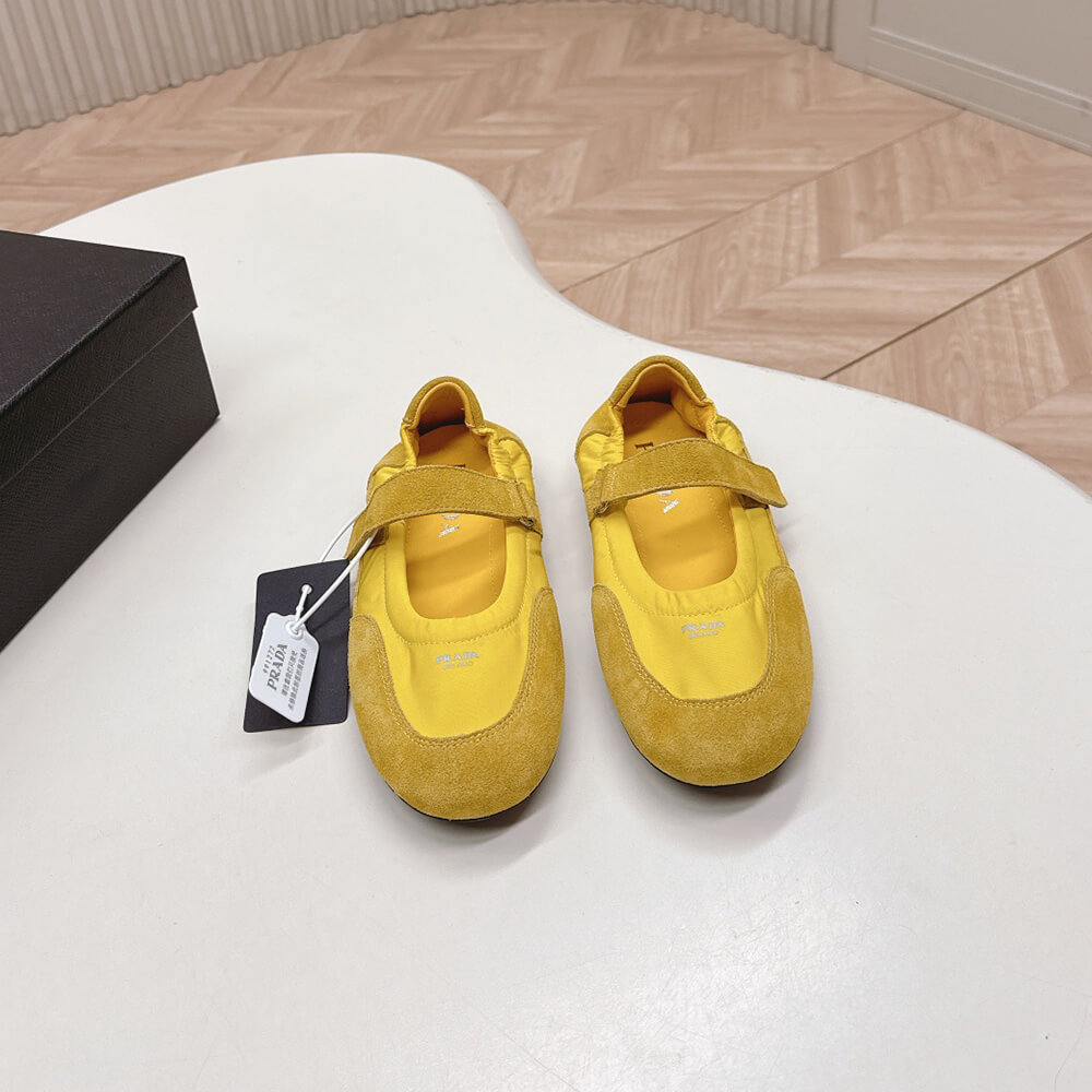 PRADA Re-Nylon and suede ballet flats