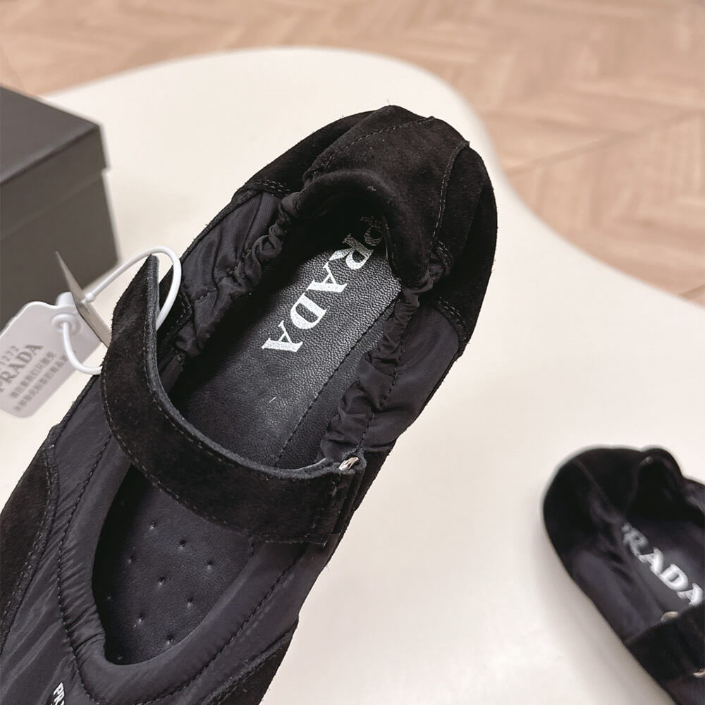 PRADA Re-Nylon and suede ballet flats