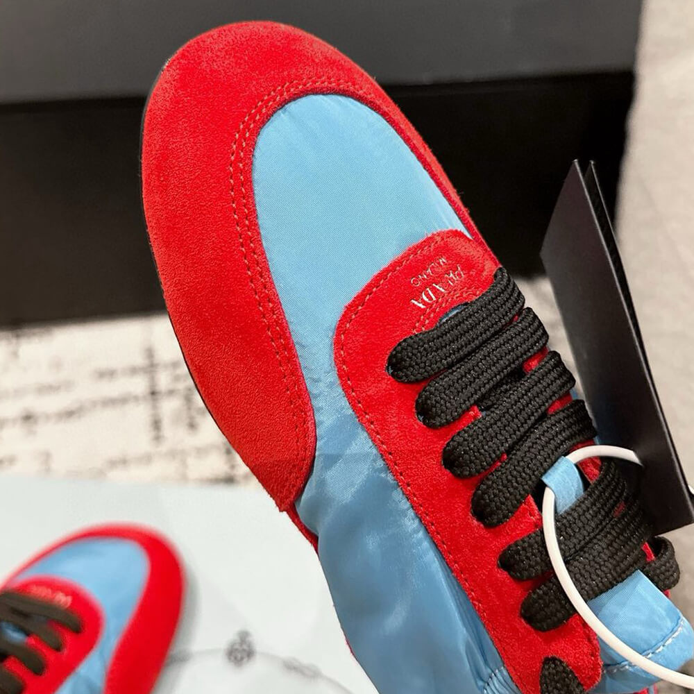 PRADA Collapse Re-Nylon and suede elasticized sneakers