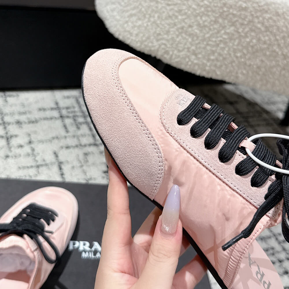 PRADA Collapse Re-Nylon and suede mules