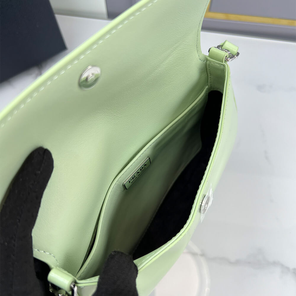 Small Prada Cleo brushed leather shoulder bag with flap