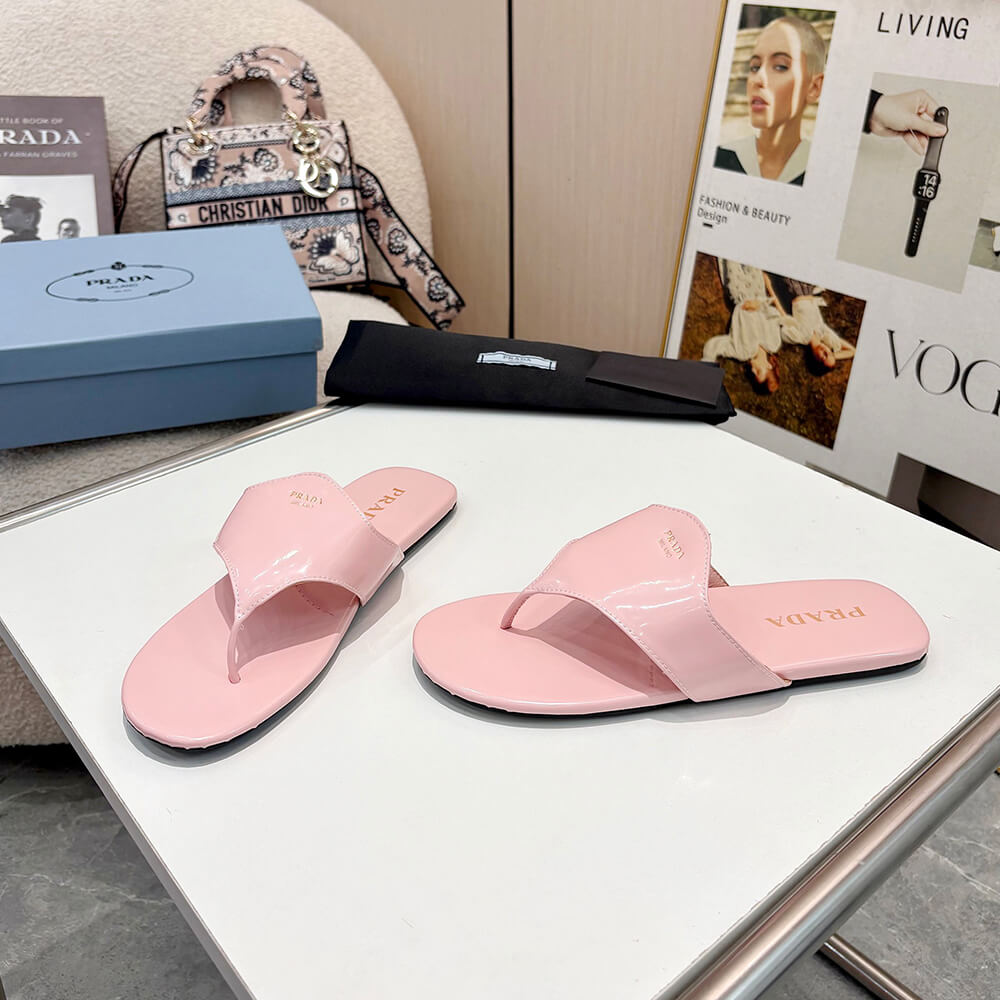 Prada Brushed leather thong sandals