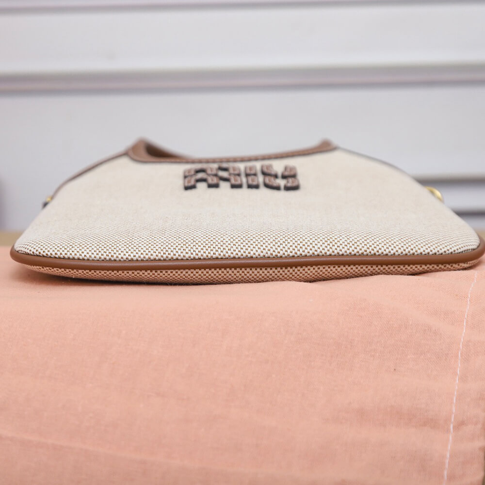 MIUMIU MINI IVY canvas and leather bag(HIGH-END GRADE)