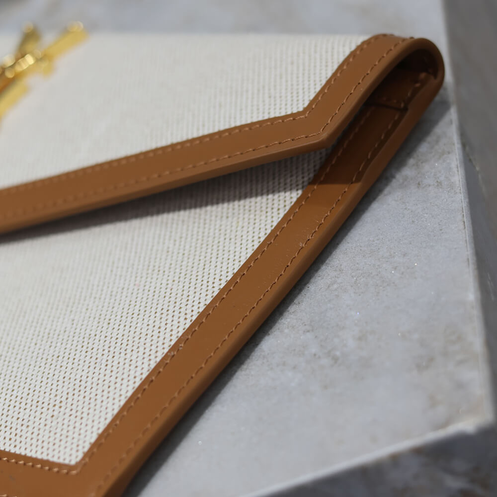 YSL uptown pouch in canvas and leather