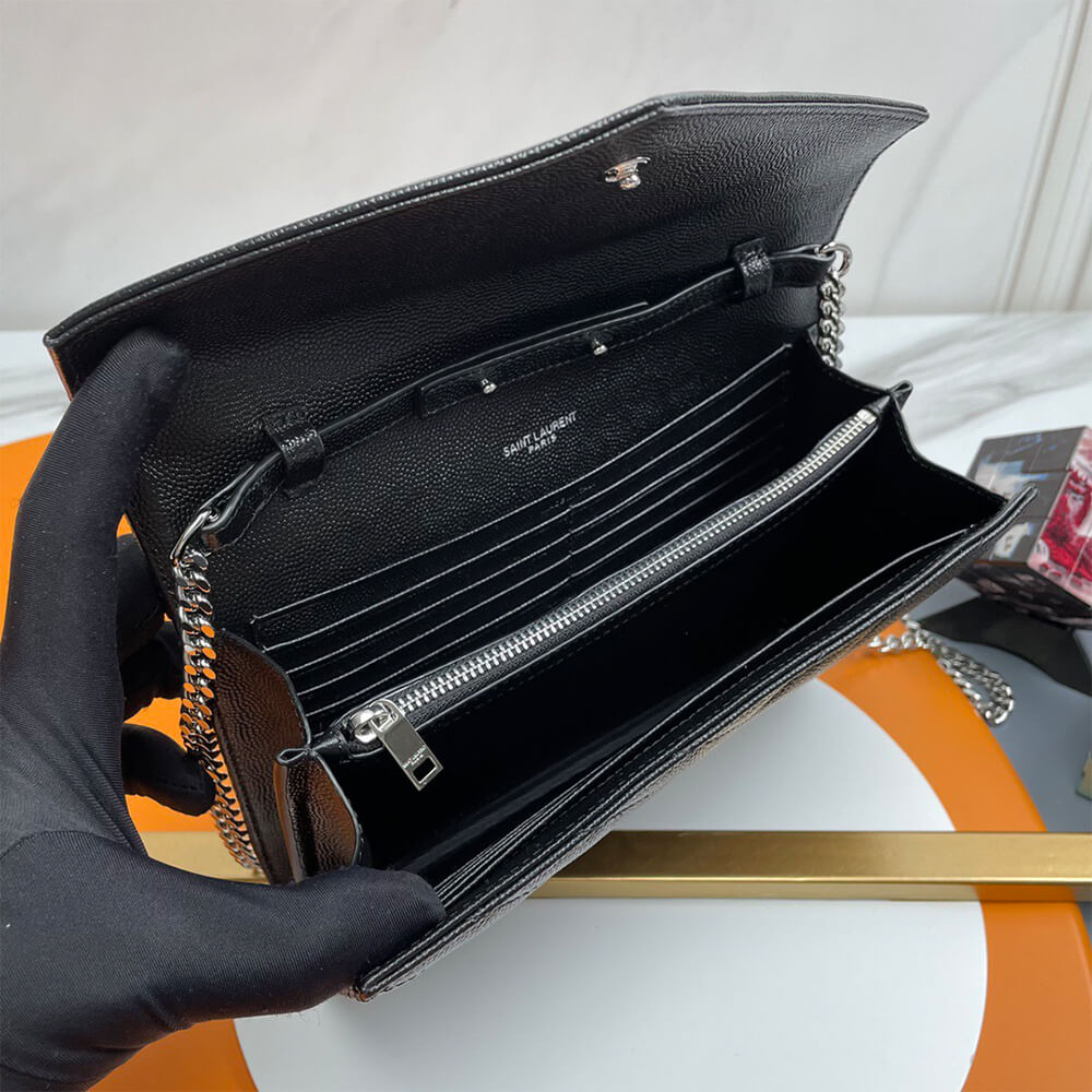 YSL classic cassandre chain wallet in grain de poudre leather