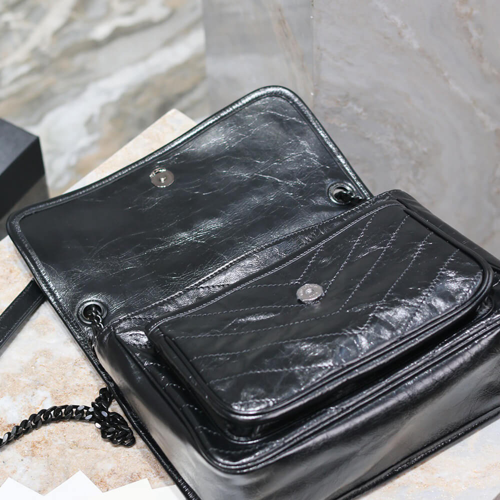SAINT LAURENT NIKI MEDIUM IN CRINKLED VINTAGE LEATHER(HIGH-END GRADE)