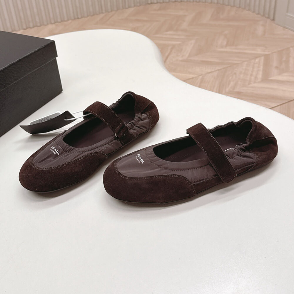 PRADA Re-Nylon and suede ballet flats