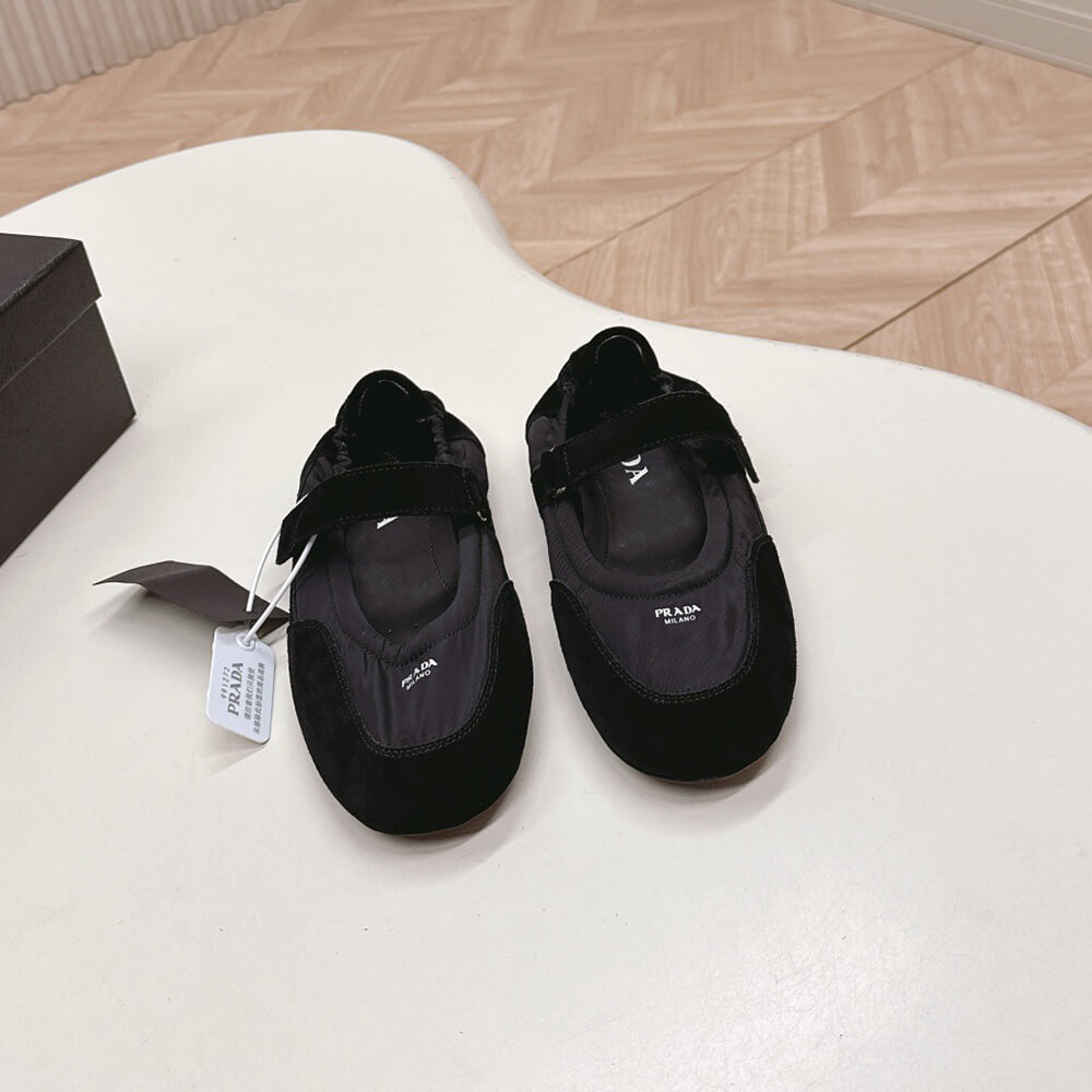 PRADA Re-Nylon and suede ballet flats
