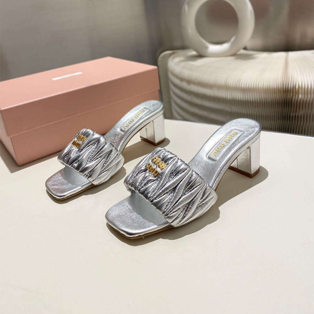MiuMiu Matelass?? nappa leather slides