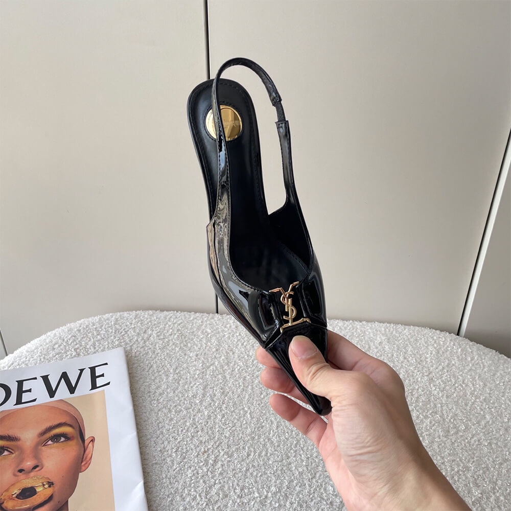 YSL Babylone Breteuil Slingback Pumps in Patent Leather