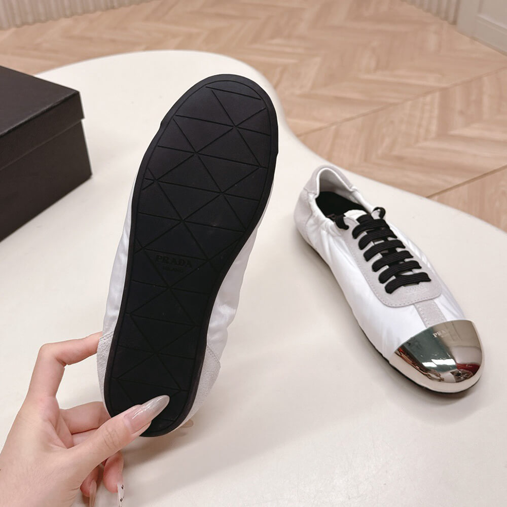 PRADA Collapse Re-Nylon and suede sneakers with metal toecap