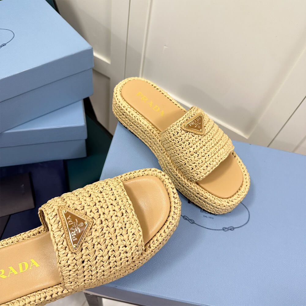 PRADA Crochet flatform slides