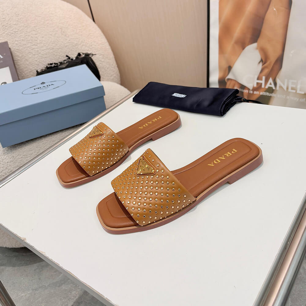 Prada Nappa leather slides with studs