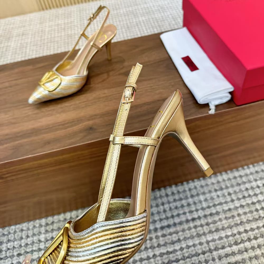 VALENTINO VLOGO SIGNATURE metallic slingback high heels (heel height 8 cm)